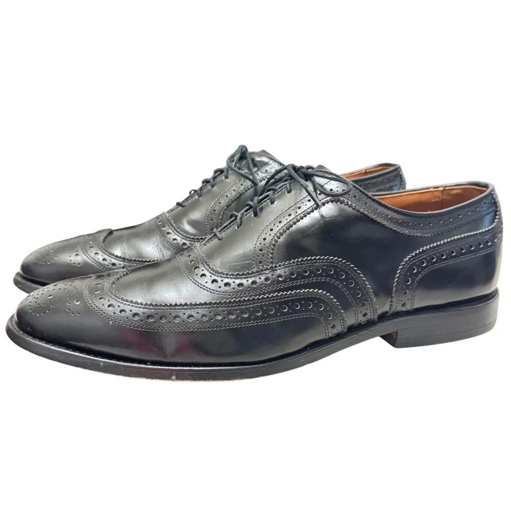 Allen Edmonds McAllister Wingtip Oxford Mens 10.5 C Black Brogue Leather